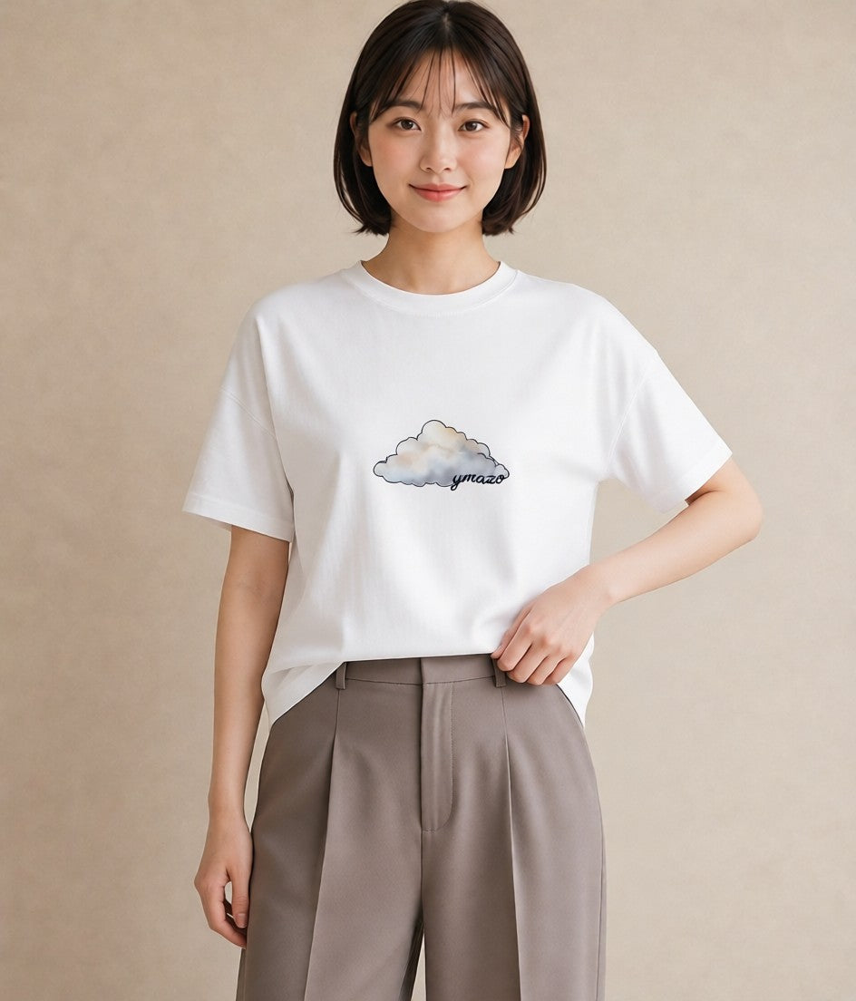 グラフィックTシャツ レディース 窓辺の雨 雨の日 窓 ナチュラル アンティーク イラスト 通学 誕生日プレゼント 白T YMAZO
