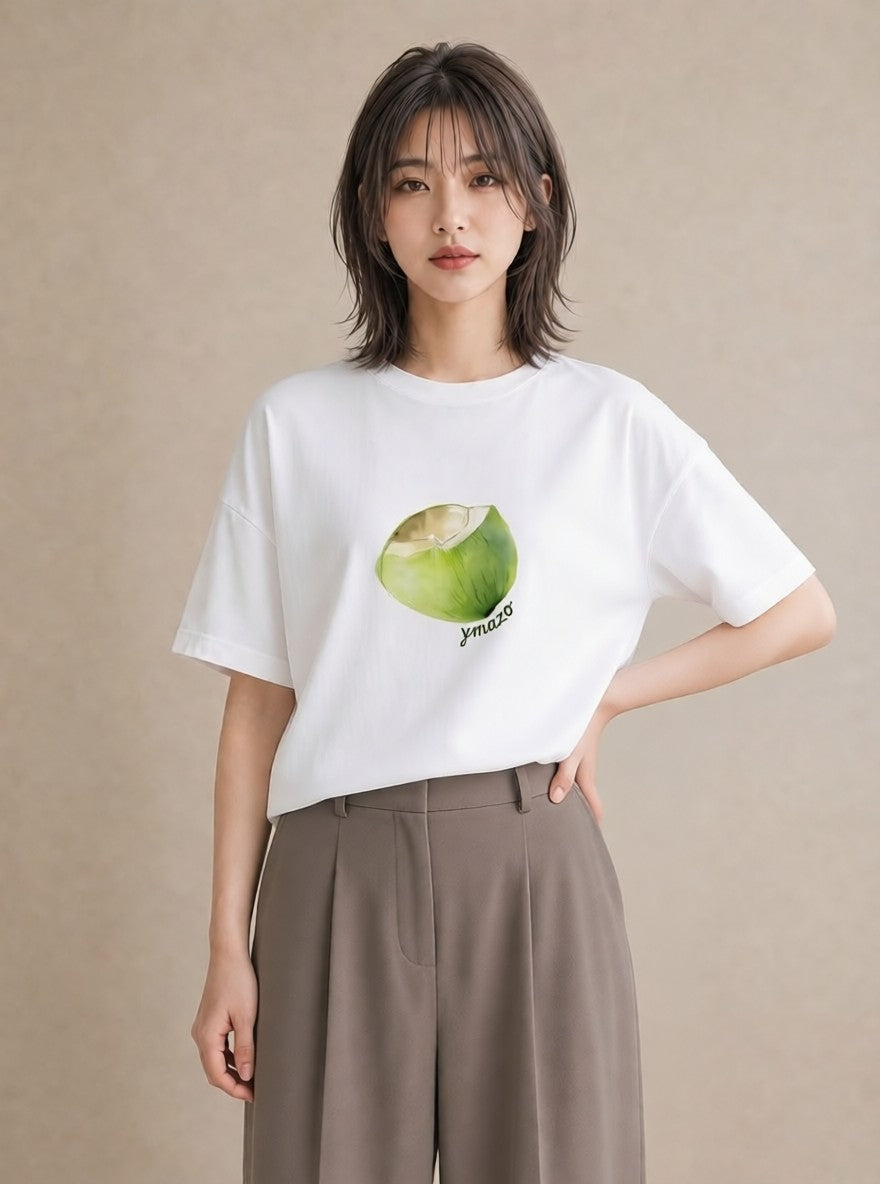 デザインTシャツ レディース おにぎり 食べ物 フード イラスト ヴィンテージ風 散歩 お出かけ 白T YMAZO