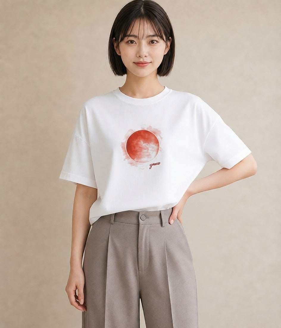 デザインTシャツ レディース 満月 星空 宇宙 イラスト ガーリー ルームウェア ギフト 白T YMAZO