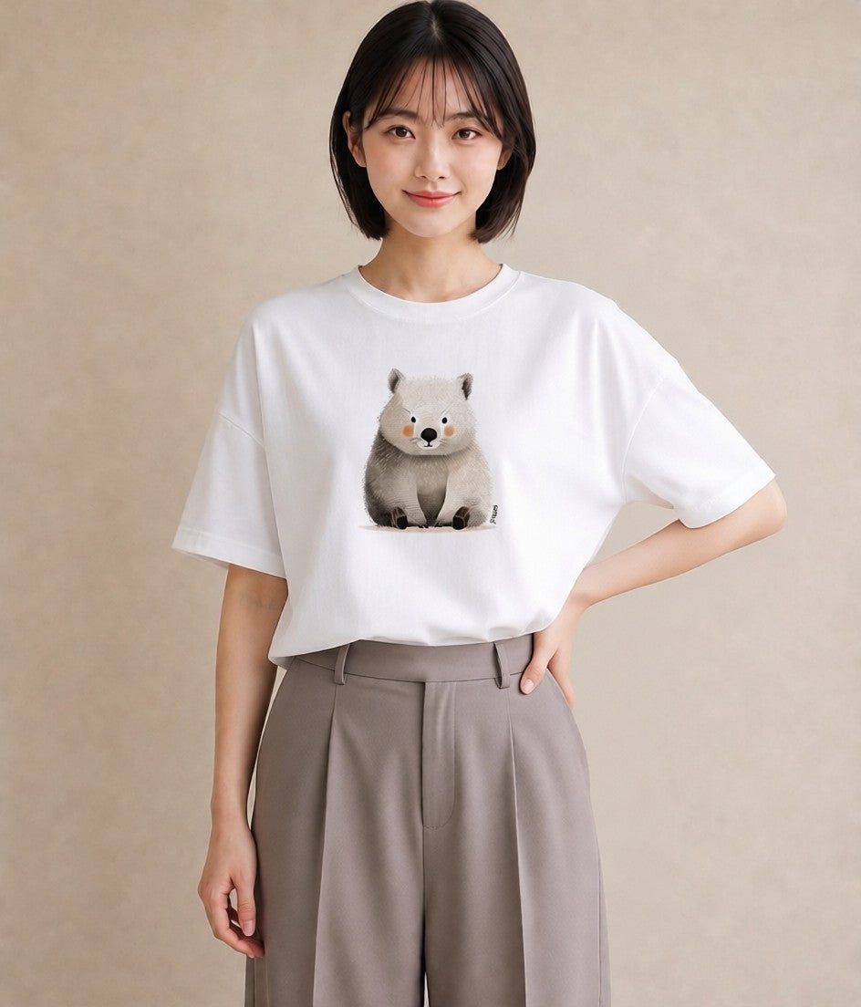 グラフィックTシャツ レディース チンチラ ペット 動物 イラスト こなれ感 普段着 週末コーデ 白T YMAZO