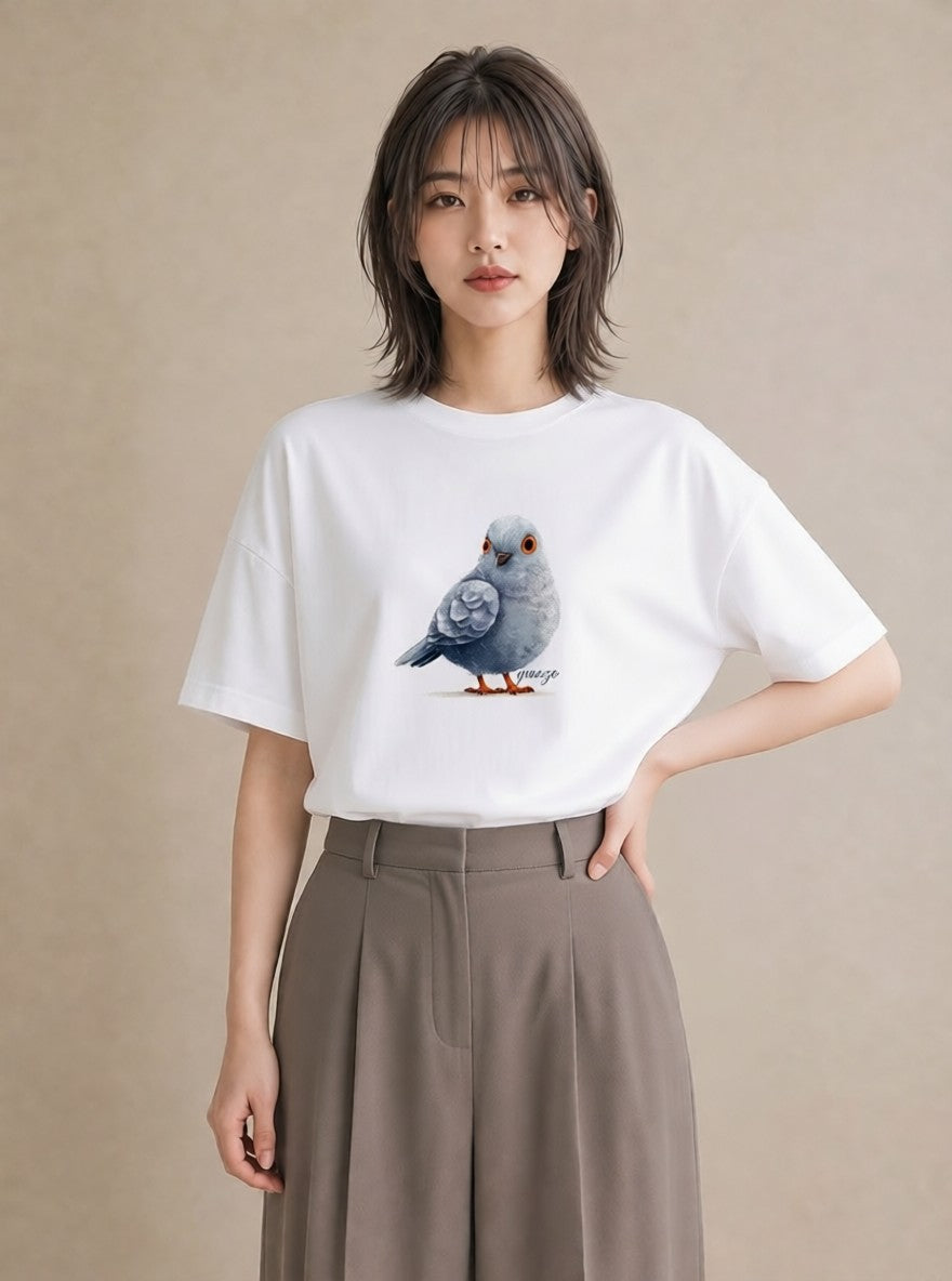 半袖Tシャツ レディース オカメインコ ペット 動物 イラスト 韓国風 姉妹 送別ギフト 白T YMAZO