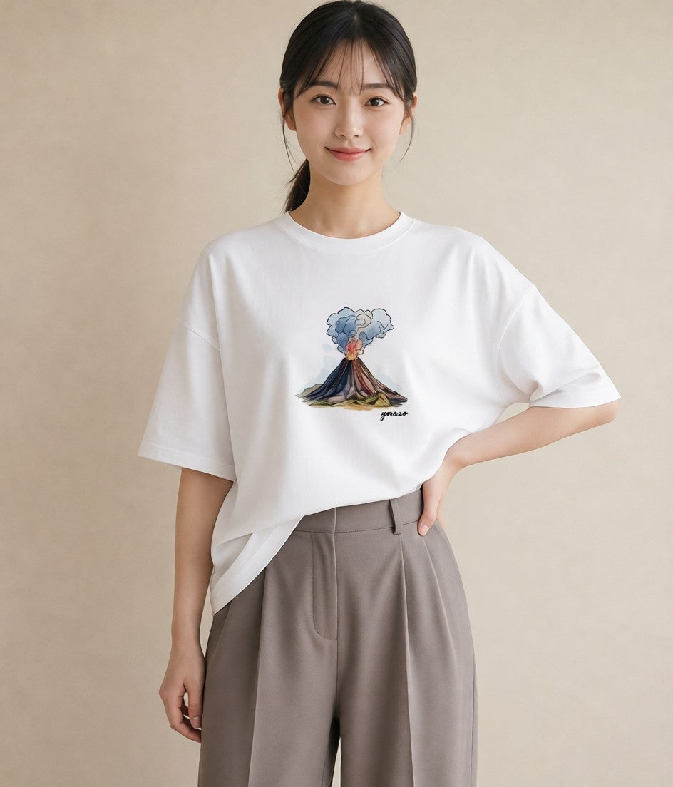 グラフィックTシャツ レディース 山 星空 宇宙 イラスト ポップ 母娘コーデ 自分用 白T YMAZO