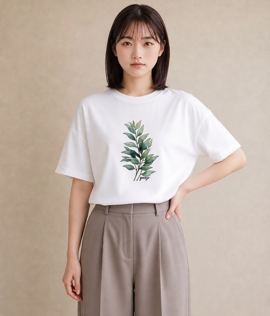 プリントTシャツ レディース つる 植物 ボタニカル イラスト フェミニン ギフト 母の日 白T YMAZO