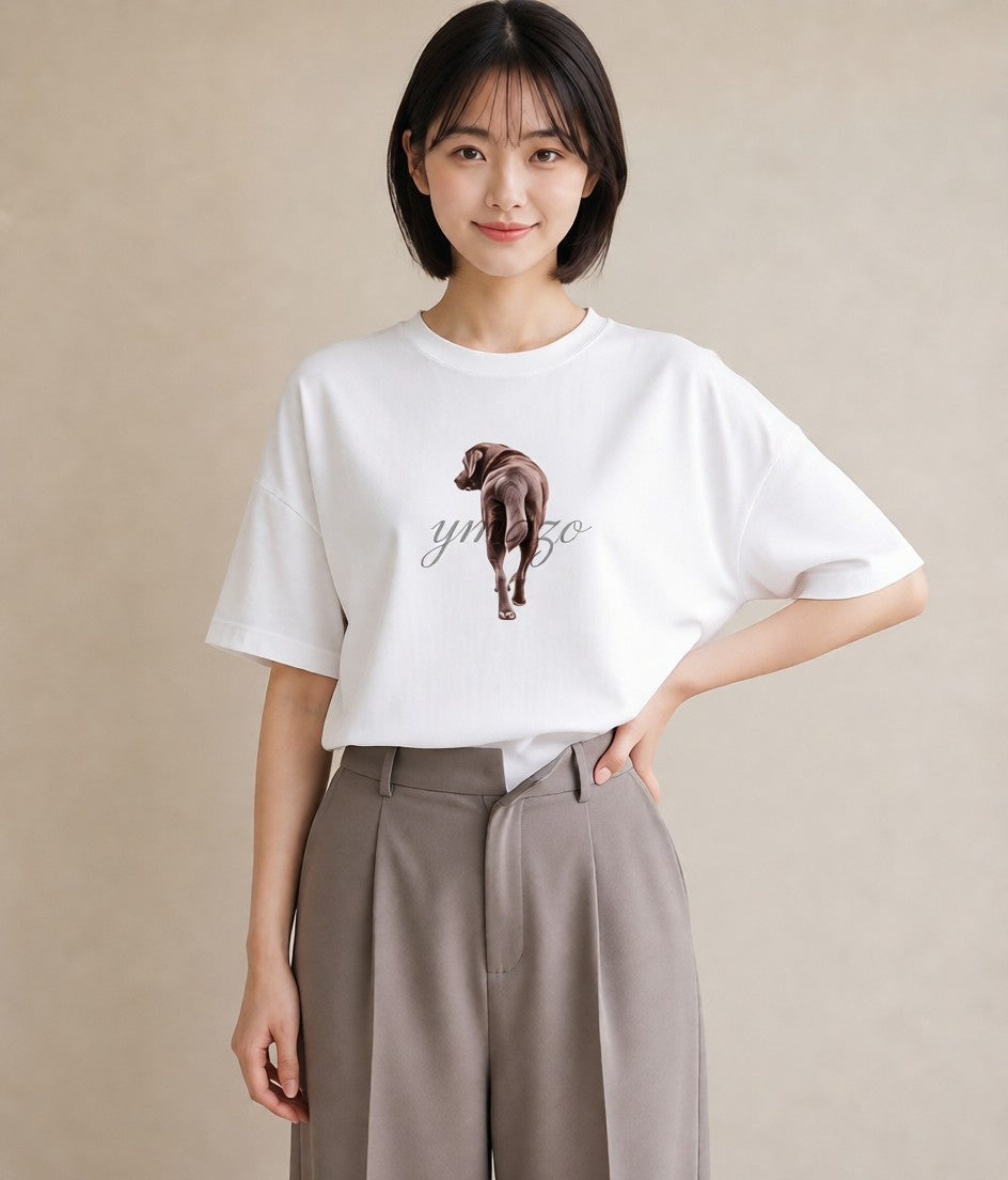 グラフィックTシャツ レディース しっぽ 猫 ねこ イラスト 休日コーデ デイリーウェア 休日 白T YMAZO