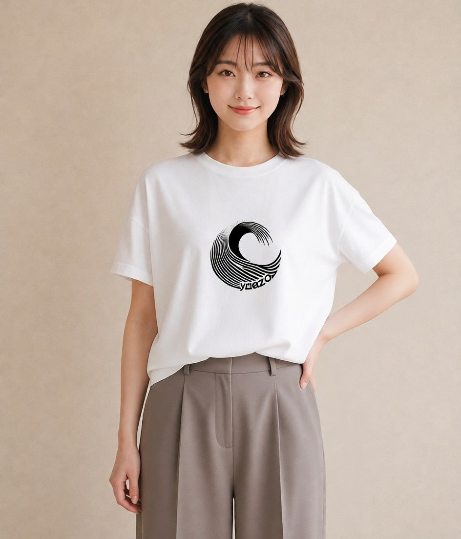 プリントTシャツ レディース 海 リゾート 夏 イラスト きれいめカジュアル ペアコーデ 秋コーデ 白T YMAZO