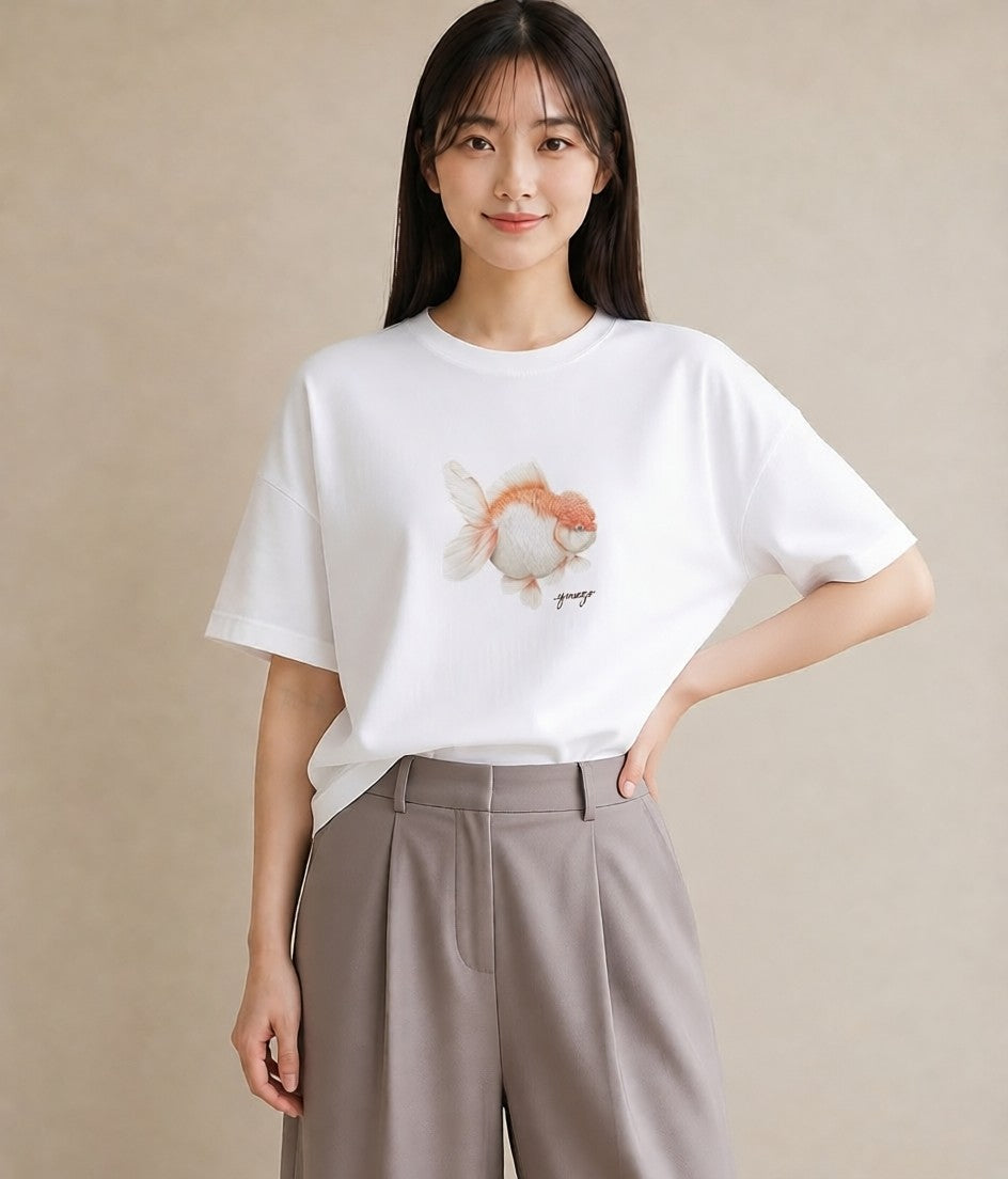 プリントTシャツ レディース ベタ ペット 動物 イラスト 水彩風 送別ギフト 通勤 白T YMAZO