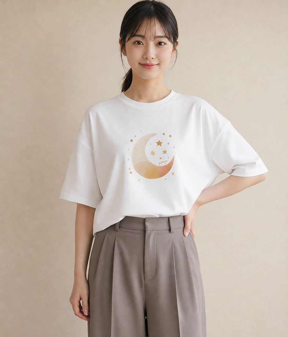 Tシャツ レディース スター 星空 宇宙 イラスト 個性的 親子 20代 白T YMAZO