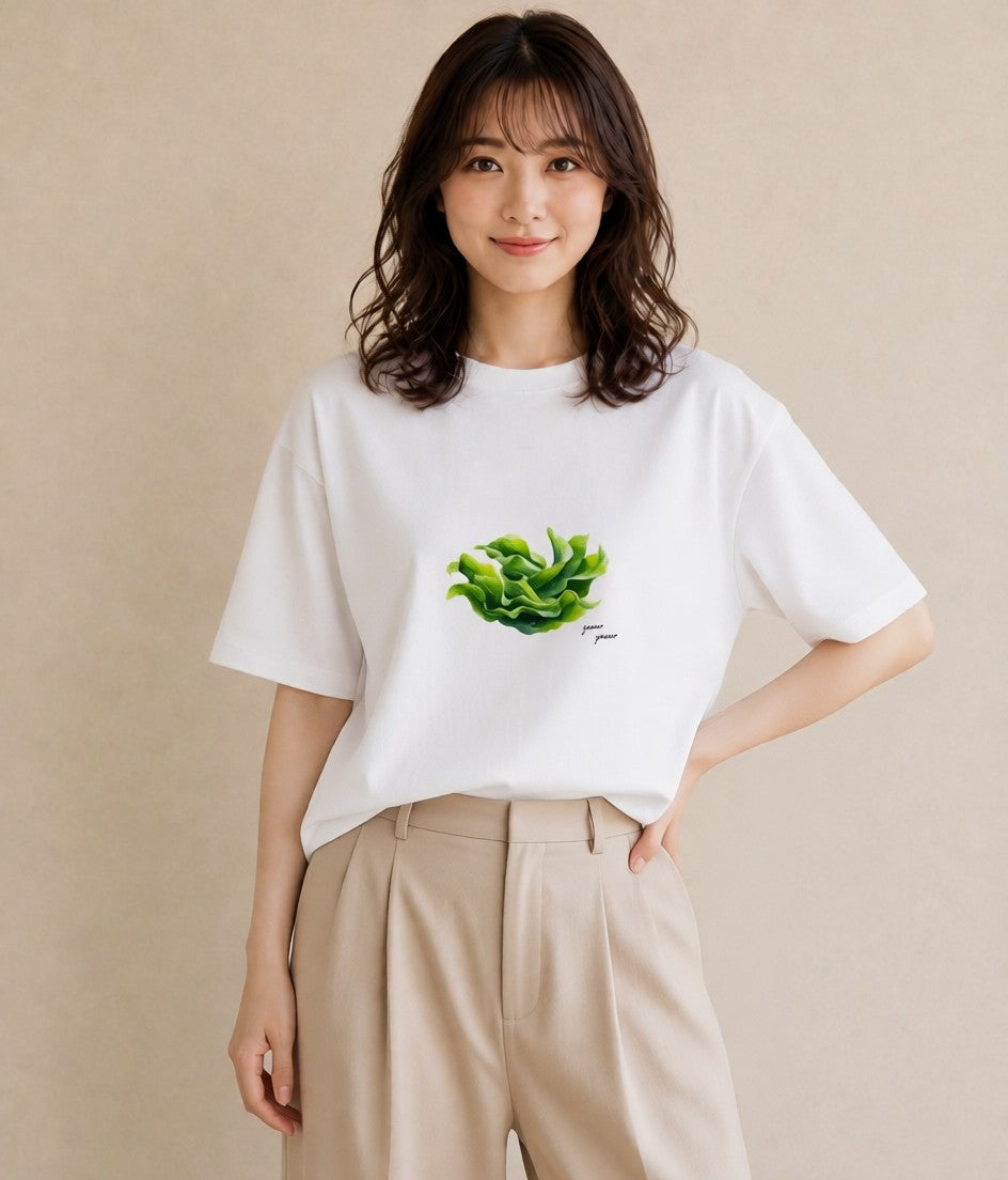 デザインTシャツ レディース シダ 植物 ボタニカル イラスト 手描き風 週末コーデ 敬老の日 白T YMAZO