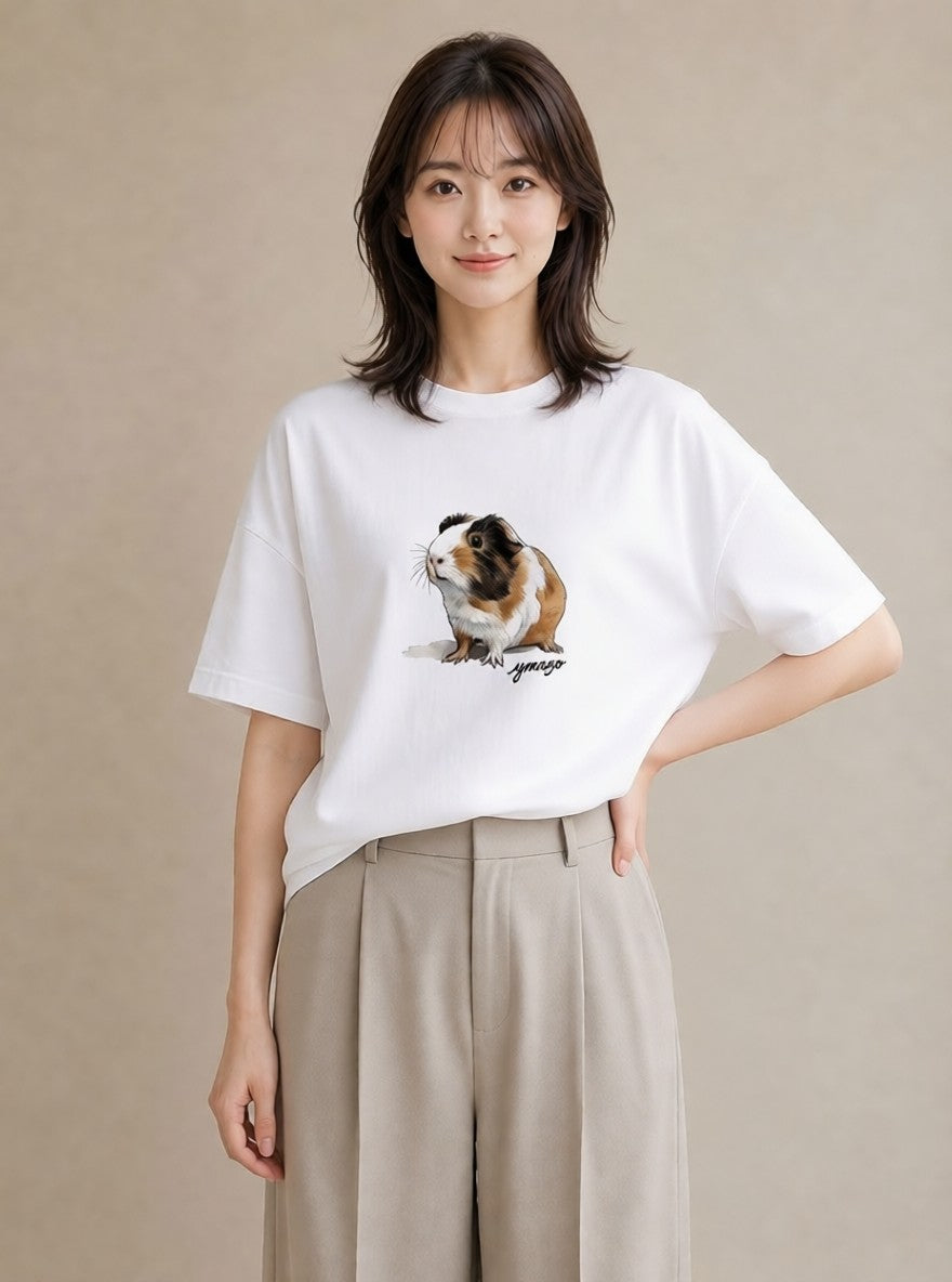 デザインTシャツ レディース ハムスター ペット 動物 イラスト ポップ 社会人 女性 白T YMAZO