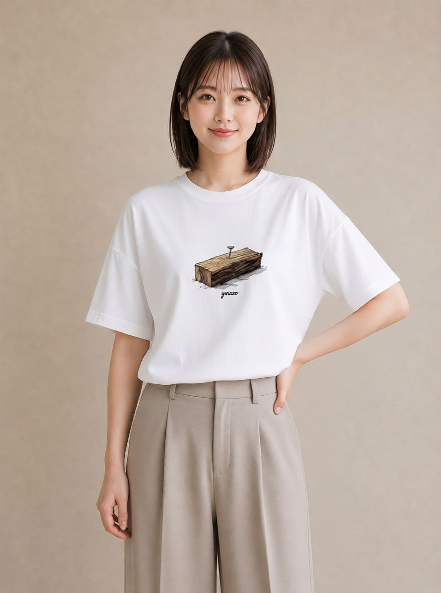半袖Tシャツ レディース 桟橋 水辺 波止場 ナチュラル アンティーク イラスト 個性的 レイヤード 友達ギフト 白T YMAZO