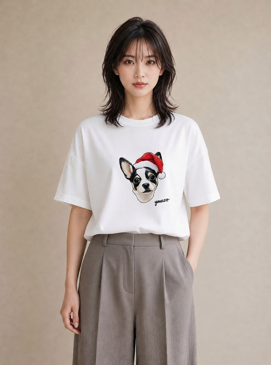 グラフィックTシャツ レディース チワワ 犬 いぬ イラスト ニュアンス 週末コーデ 敬老の日 白T YMAZO