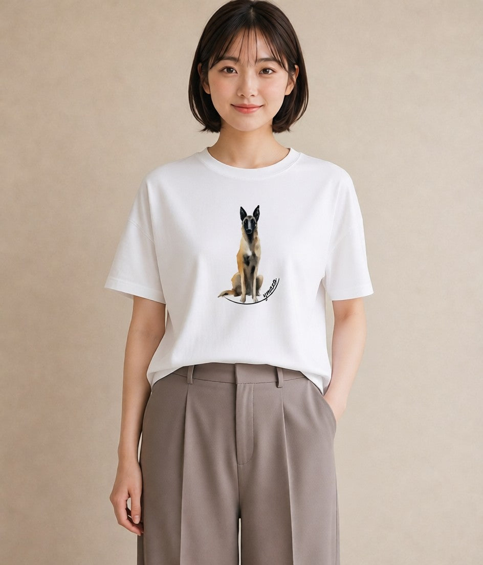 プリントTシャツ レディース 犬好き 犬 いぬ イラスト レイヤード 友達ギフト 白T YMAZO