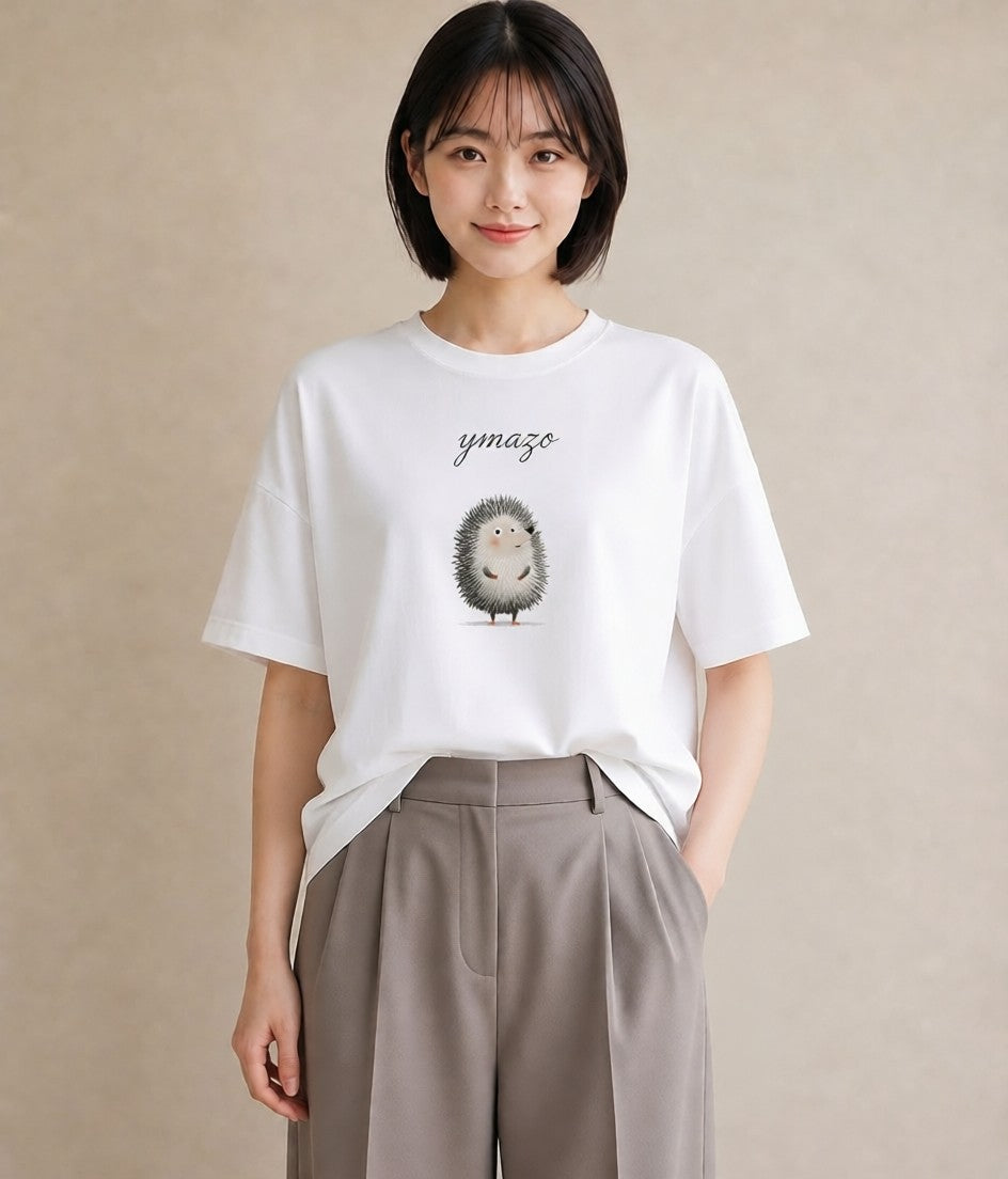 デザインTシャツ レディース ハリネズミ ペット 動物 イラスト ナチュラル 春コーデ 姉妹 白T YMAZO