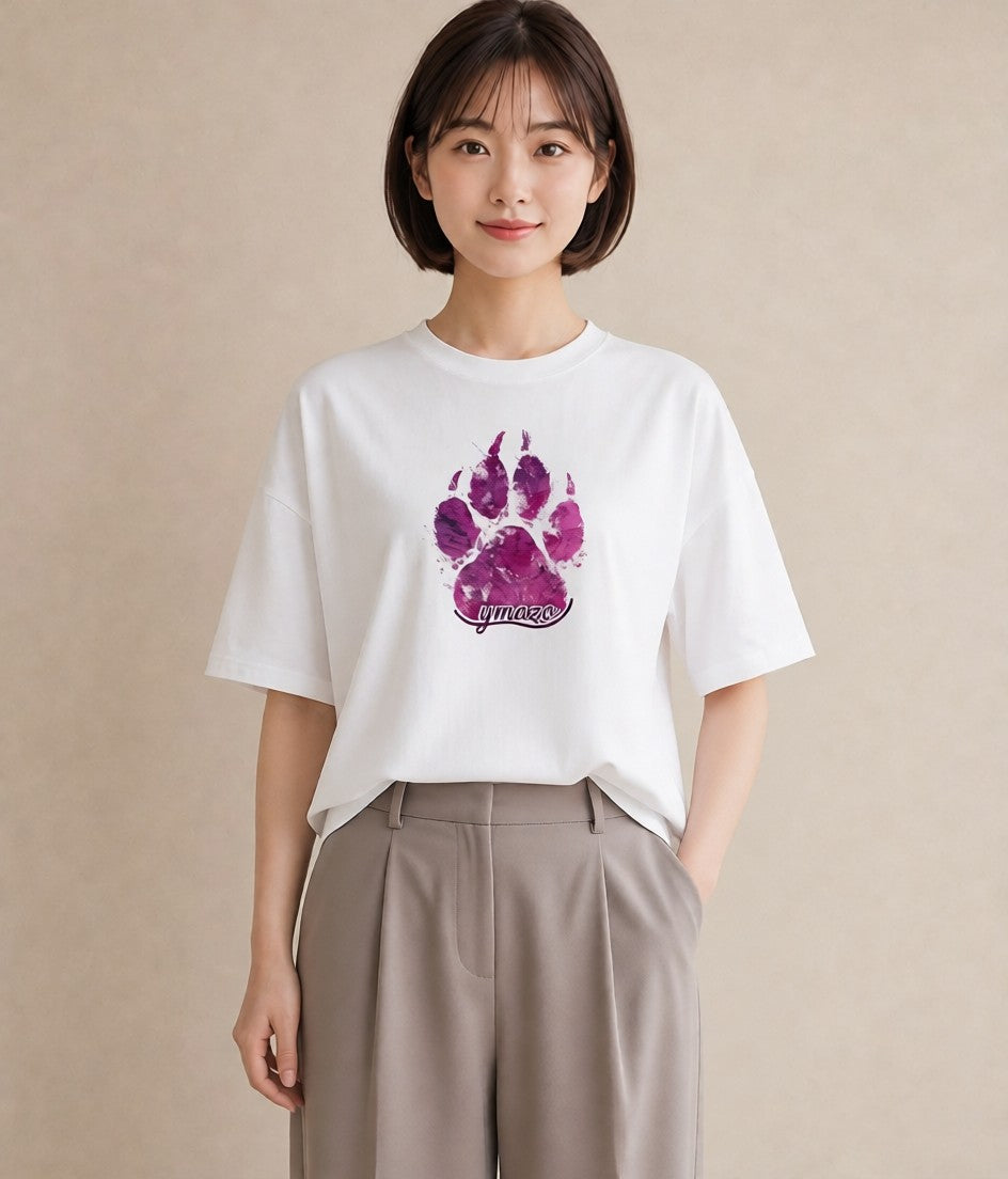 Tシャツ レディース 猫の手 猫 ねこ イラスト 抜け感 女子会 お揃い 白T YMAZO