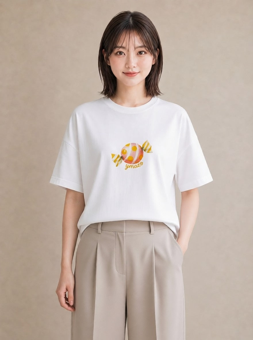 半袖Tシャツ レディース クッキー 食べ物 フード イラスト 普段使い ペアコーデ 秋コーデ 白T YMAZO