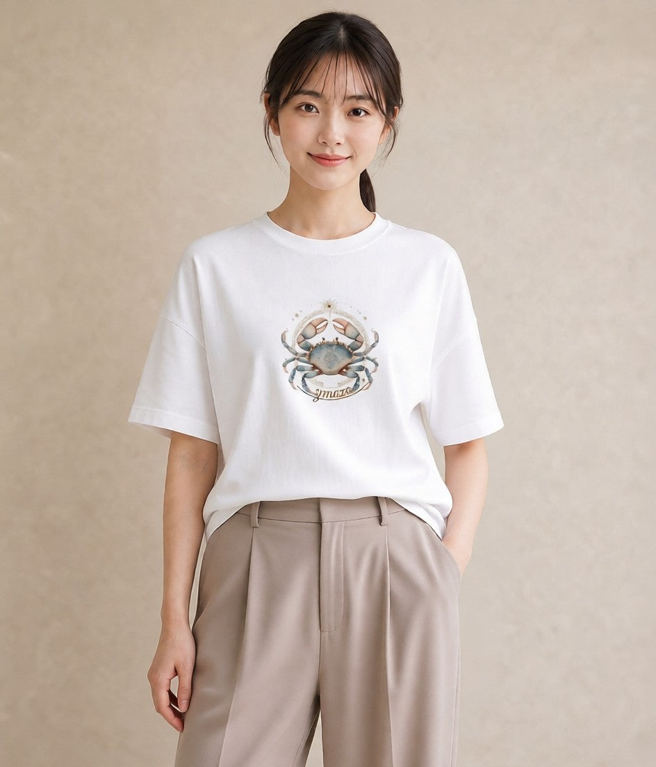 半袖Tシャツ レディース 蠍座 星空 宇宙 イラスト ゆるかわ 旅行 母娘コーデ 白T YMAZO