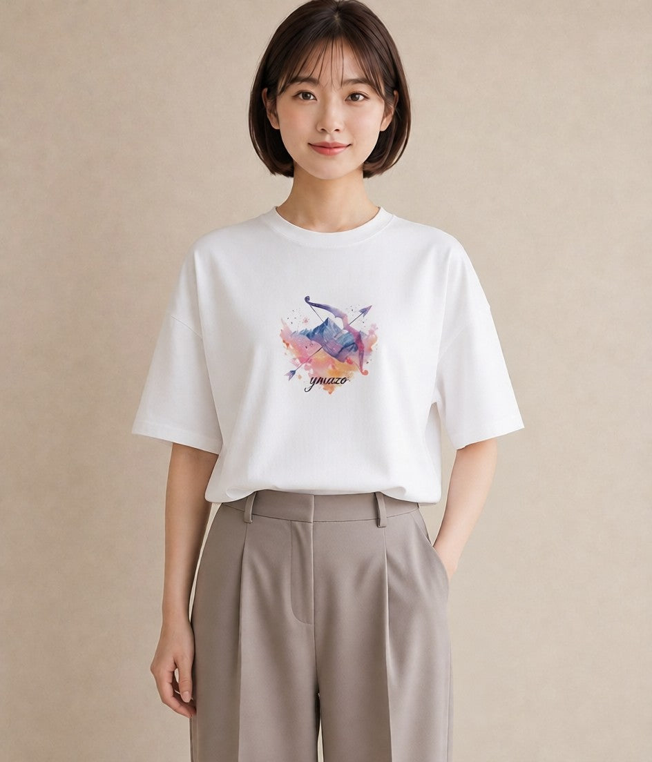 プリントTシャツ レディース 蟹座 星空 宇宙 イラスト こなれ感 秋コーデ おしゃれギフト 白T YMAZO