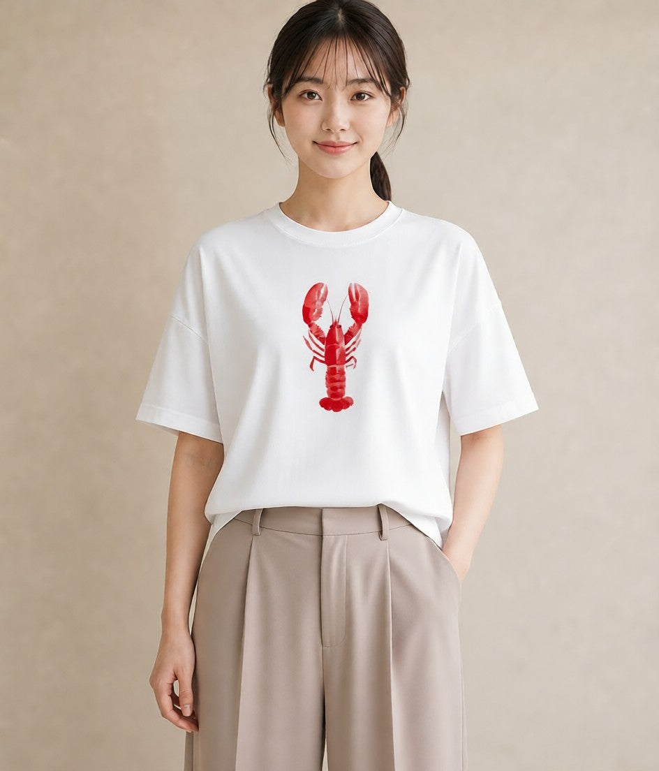 Tシャツ レディース ヤドカリ 海の生き物 海 イラスト きれいめ 20代 カジュアルコーデ 白T YMAZO