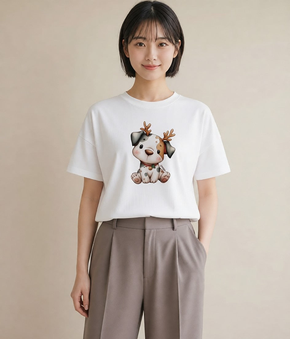 Tシャツ レディース 犬好き 犬 いぬ イラスト 水彩風 カフェ巡り 女子会 白T YMAZO