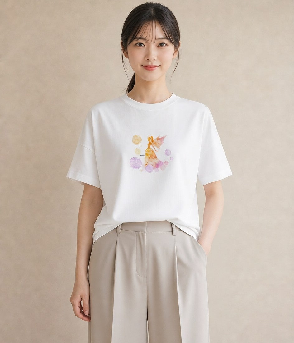 半袖Tシャツ レディース 牡牛座 星空 宇宙 イラスト こなれ感 自分用 ルームウェア 白T YMAZO
