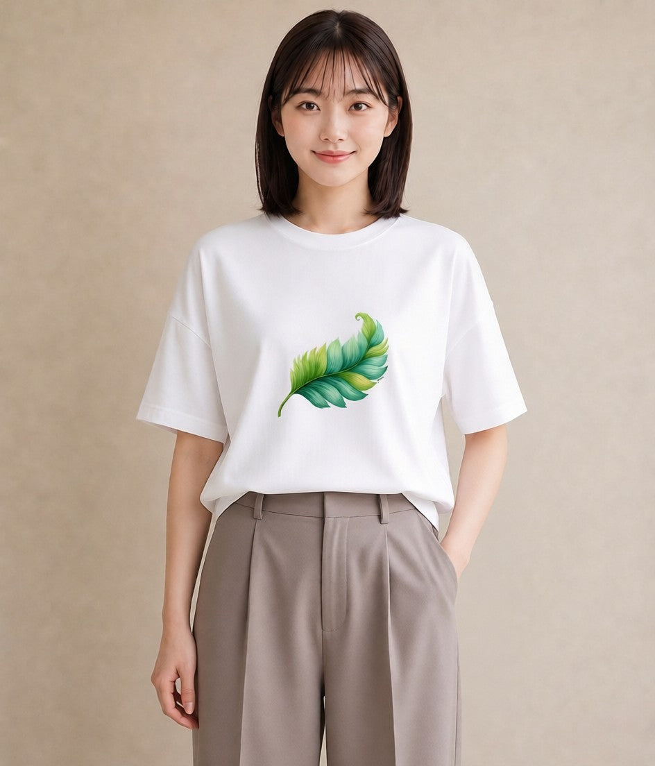 プリントTシャツ レディース 葉っぱ 植物 ボタニカル イラスト お洒落 お出かけ 普段着 白T YMAZO