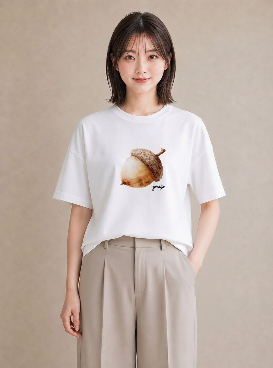 Tシャツ レディース リス ペット 動物 イラスト カジュアル 海 カフェ巡り 白T YMAZO