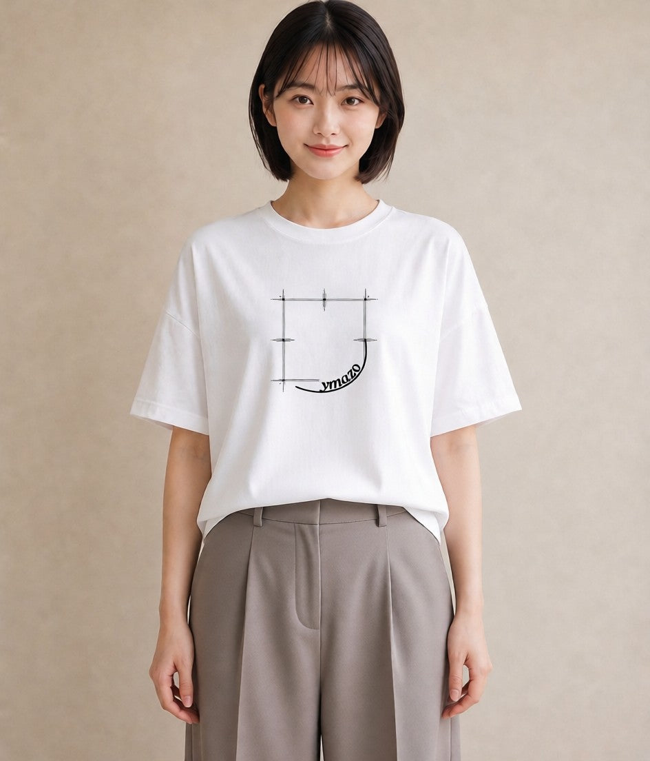 半袖Tシャツ レディース レースハンカチ レース ハンカチ ナチュラル アンティーク イラスト モード 春コーデ 姉妹 白T YMAZO