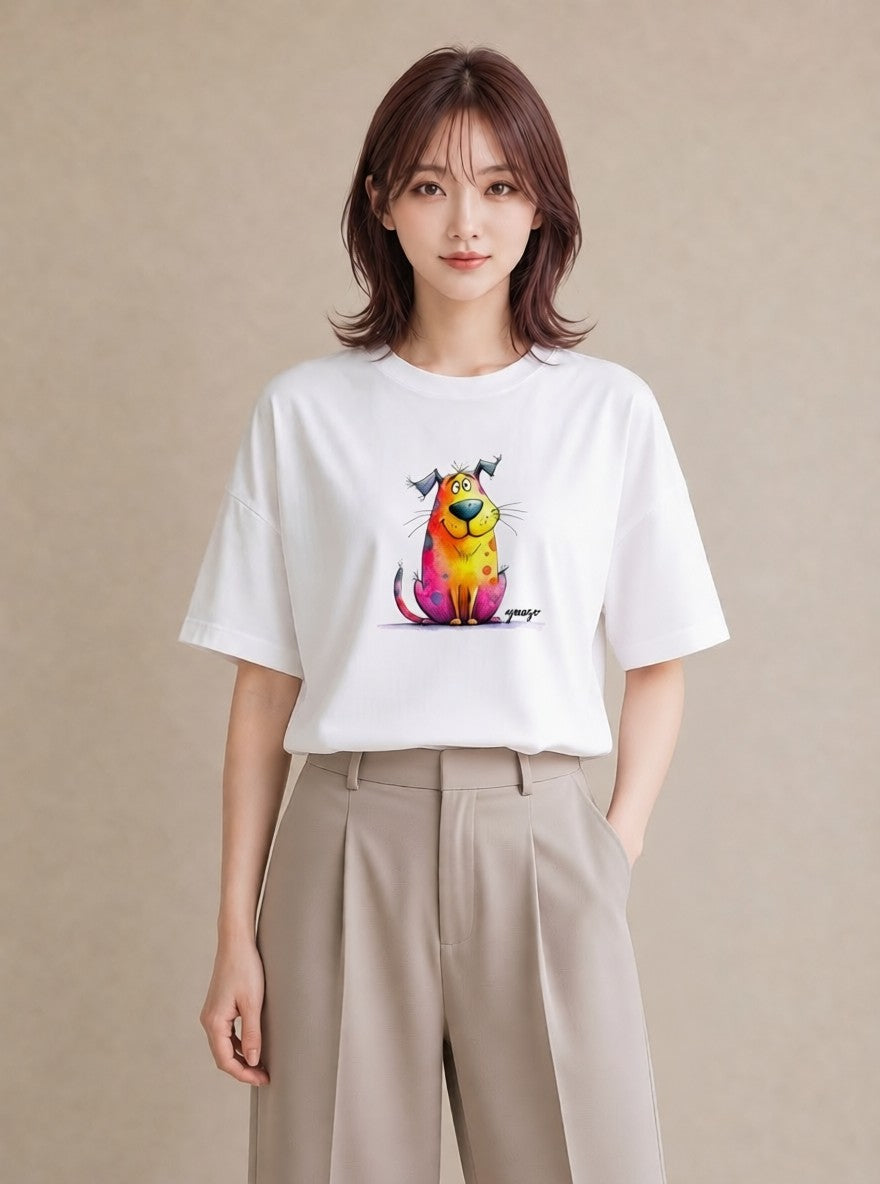 プリントTシャツ レディース 猫の手 猫 ねこ イラスト ポップ ママ カフェ服 白T YMAZO