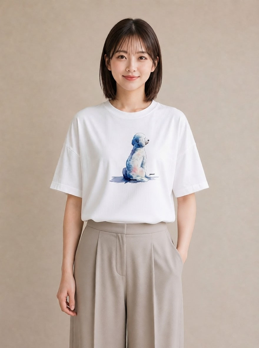 デザインTシャツ レディース 保護犬 犬 いぬ イラスト ボタニカル 在宅 公園 白T YMAZO