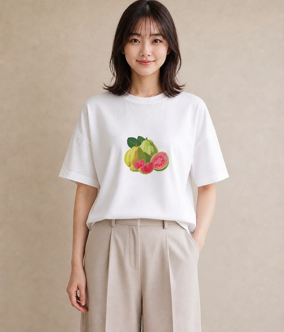 プリントTシャツ レディース メロン 食べ物 フード イラスト フェミニン 夏コーデ 通学 白T YMAZO