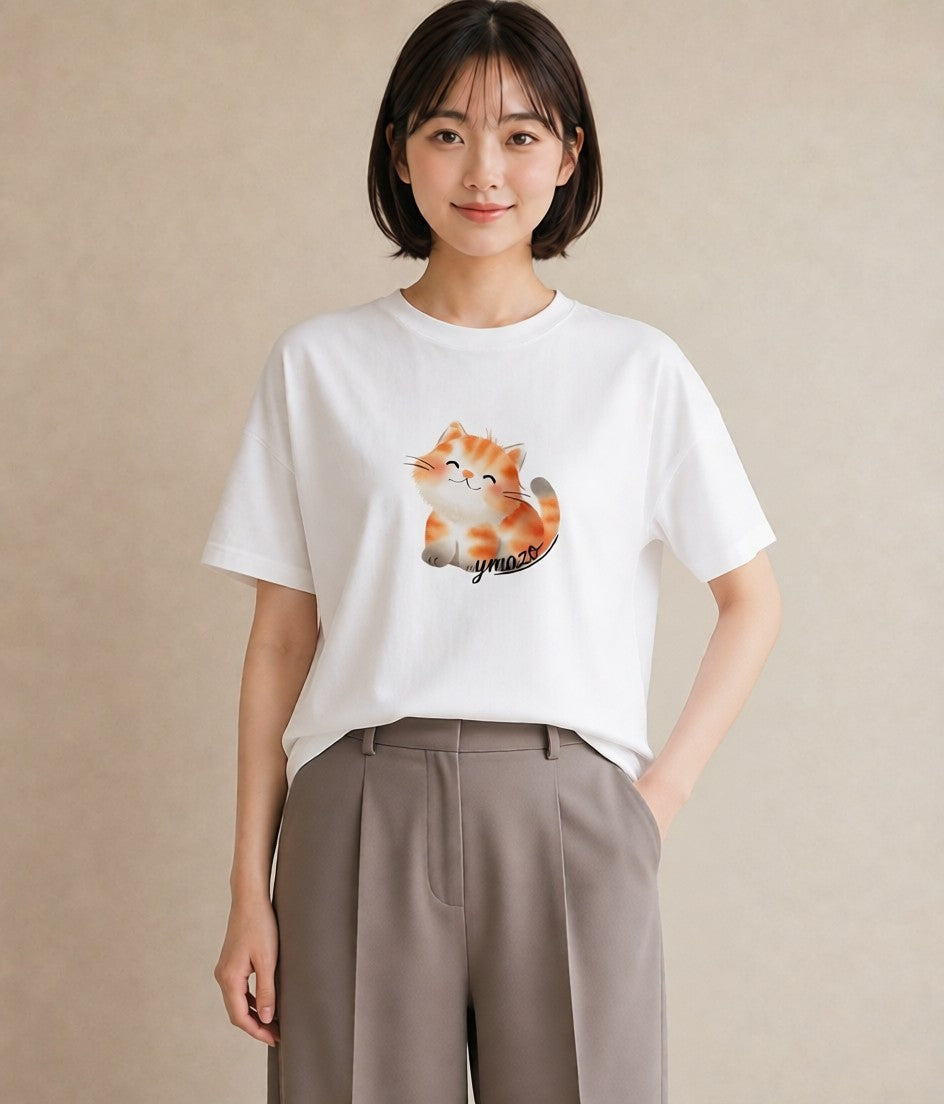 デザインTシャツ レディース とら 動物 アニマル イラスト きれいめ 秋コーデ おしゃれギフト 白T YMAZO