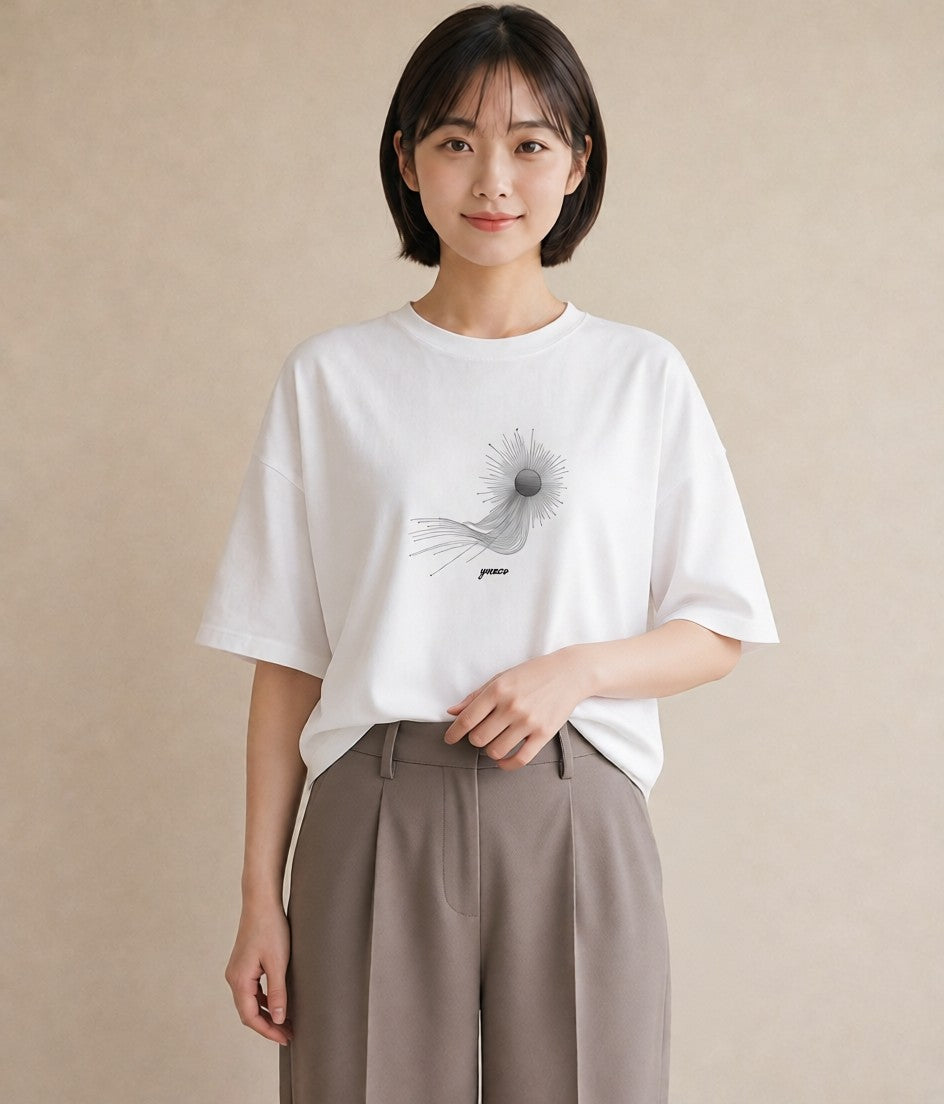 半袖Tシャツ レディース 海 リゾート 夏 イラスト ラフカジュアル カフェ服 クリスマス 白T YMAZO