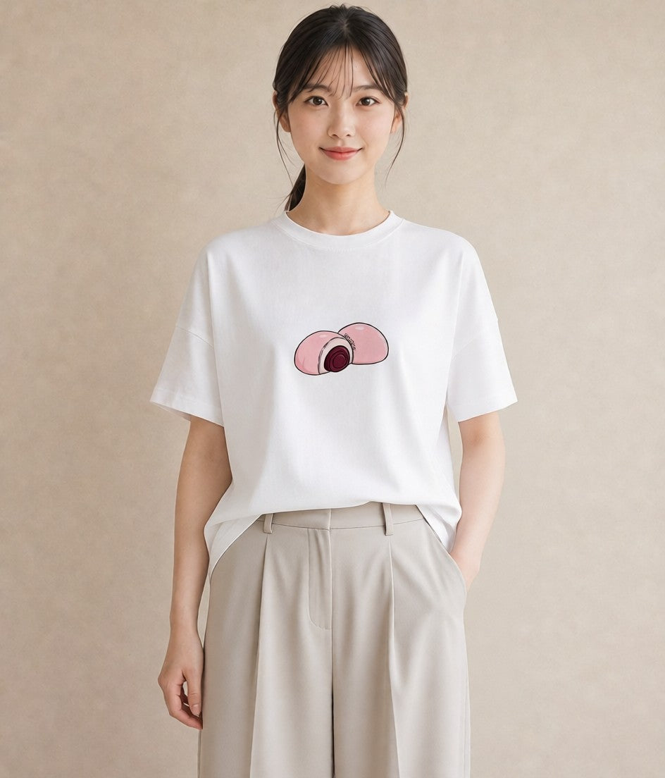 プリントTシャツ レディース どら焼き 食べ物 フード イラスト ガーリー 夏コーデ 通学 白T YMAZO