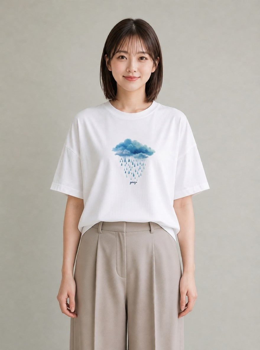 グラフィックTシャツ レディース 虹 星空 宇宙 イラスト デイリーウェア 休日 白T YMAZO