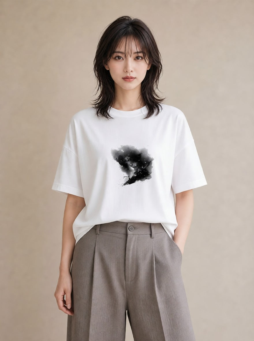 Tシャツ レディース 双子座 星空 宇宙 イラスト ポップ ママ カフェ服 白T YMAZO