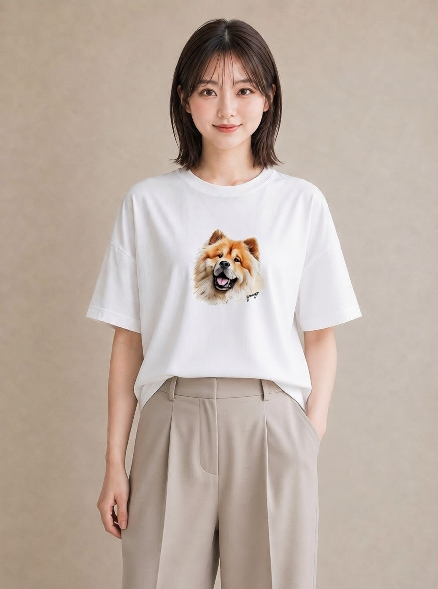プリントTシャツ レディース 柴犬 しばいぬ 犬 いぬ イラスト こなれ感 散歩 お出かけ 白T YMAZO