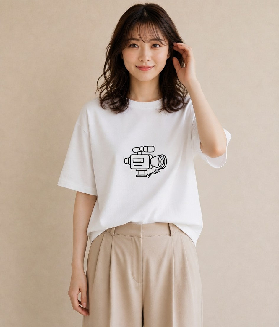 グラフィックTシャツ レディース カメラ フィルムカメラ レトロカメラ イラスト ユニーク デート 帰省 白T YMAZO