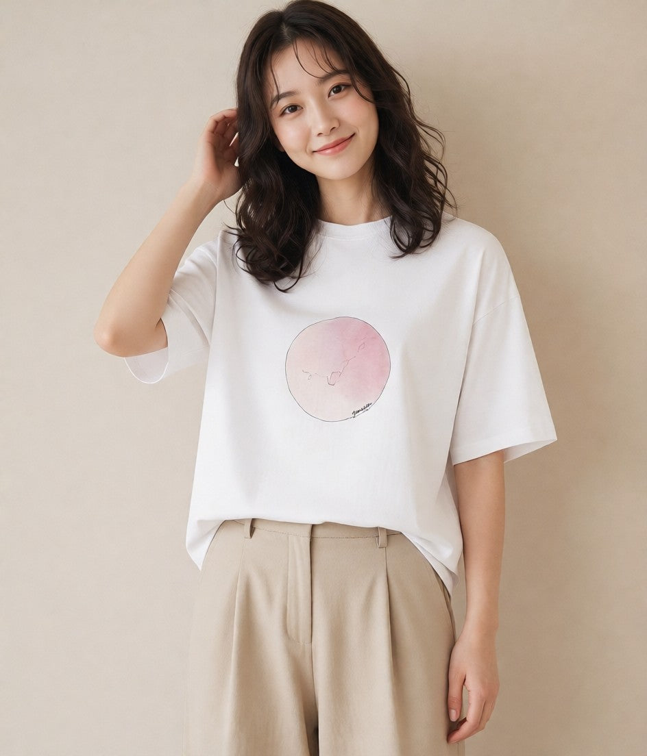 デザインTシャツ レディース マカロン 食べ物 フード イラスト きれいめカジュアル 春服 ミセス 白T YMAZO
