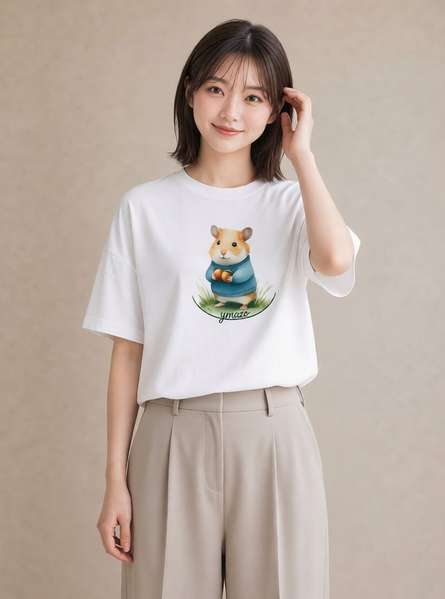 グラフィックTシャツ レディース モルモット ペット 動物 イラスト フェミニン 女子会 お揃い 白T YMAZO
