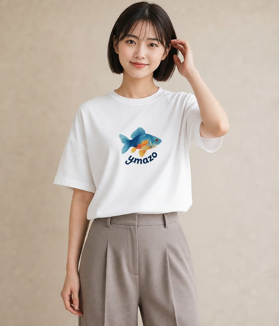 プリントTシャツ レディース 熱帯魚 海の生き物 海 イラスト シック カフェ巡り 女子会 白T YMAZO