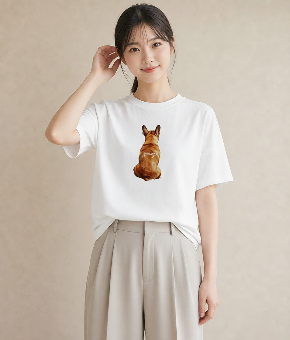 半袖Tシャツ レディース 愛犬 犬 いぬ イラスト 女性向けギフト 散歩 白T YMAZO