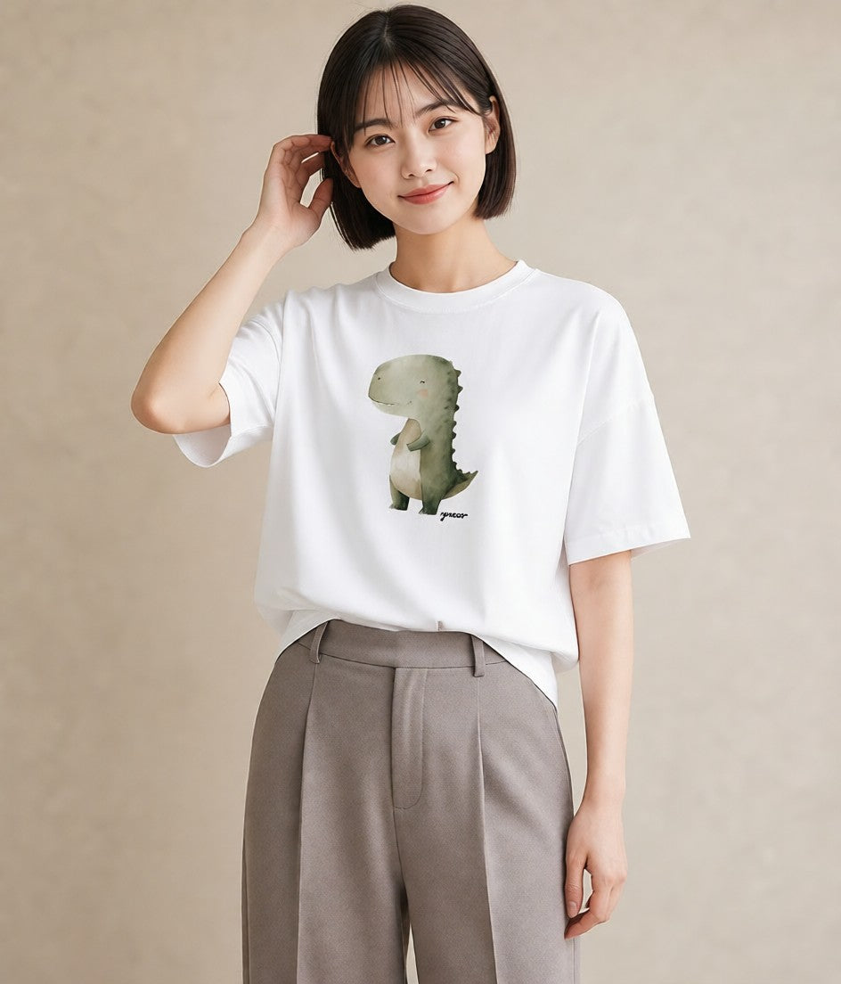 プリントTシャツ レディース カバ 動物 アニマル イラスト ママ カフェ服 白T YMAZO