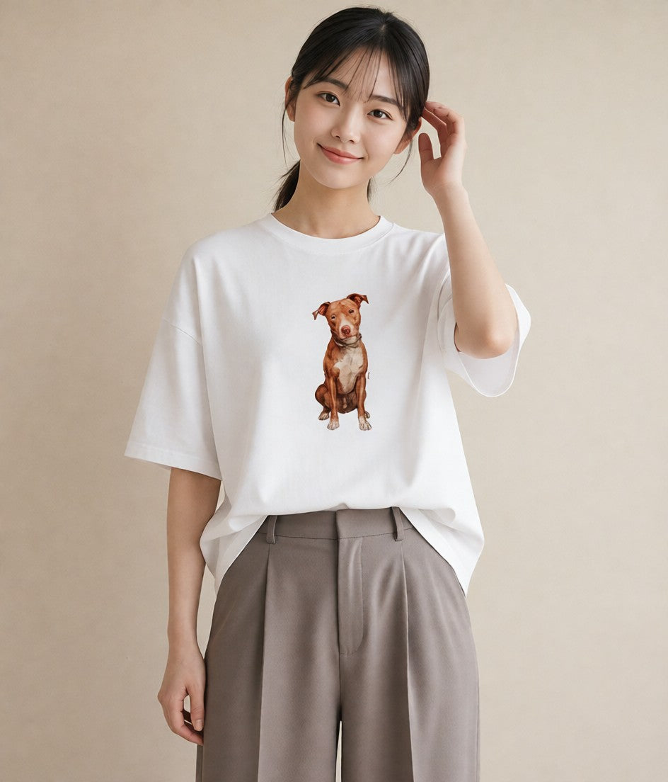 デザインTシャツ レディース 保護犬 犬 いぬ イラスト フェミニン レイヤード 友達ギフト 白T YMAZO