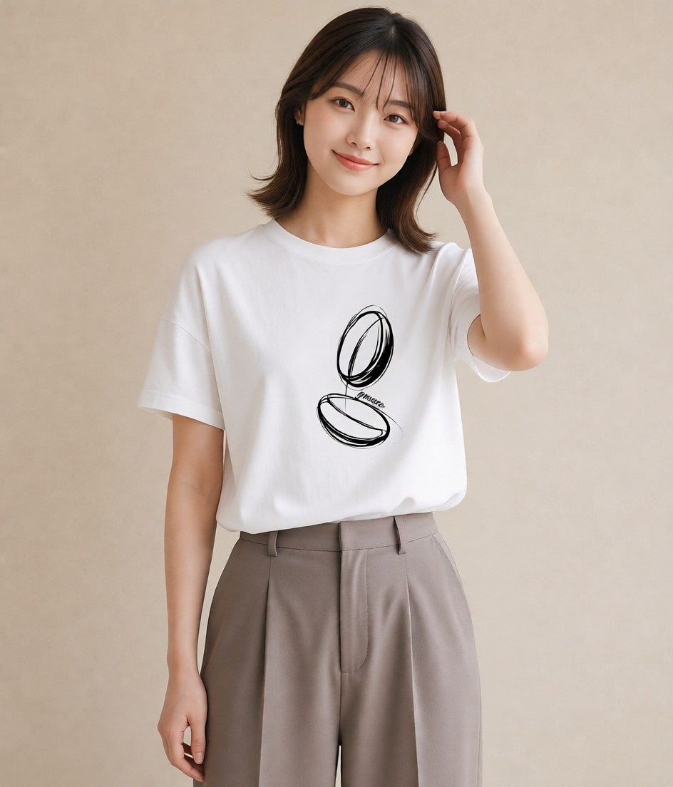 プリントTシャツ レディース コーヒー 珈琲 カフェ 食べ物 フード イラスト 抜け感 海 カフェ巡り 白T YMAZO
