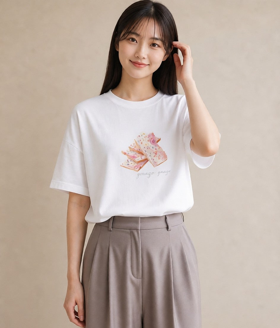 半袖Tシャツ レディース だんご 食べ物 フード イラスト ミニマル 部屋着 女性向けギフト 白T YMAZO