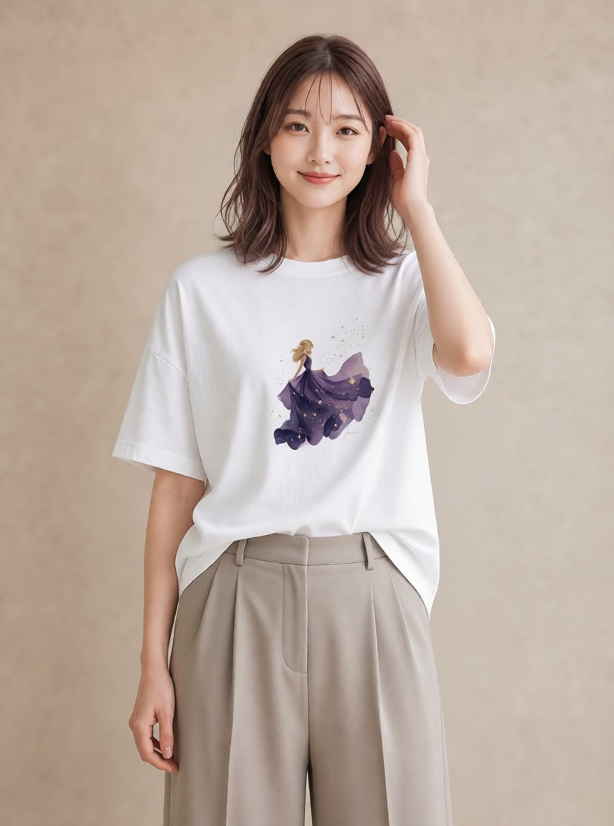 Tシャツ レディース 乙女座 星空 宇宙 イラスト ミニマル 母の日 ビーチ 白T YMAZO
