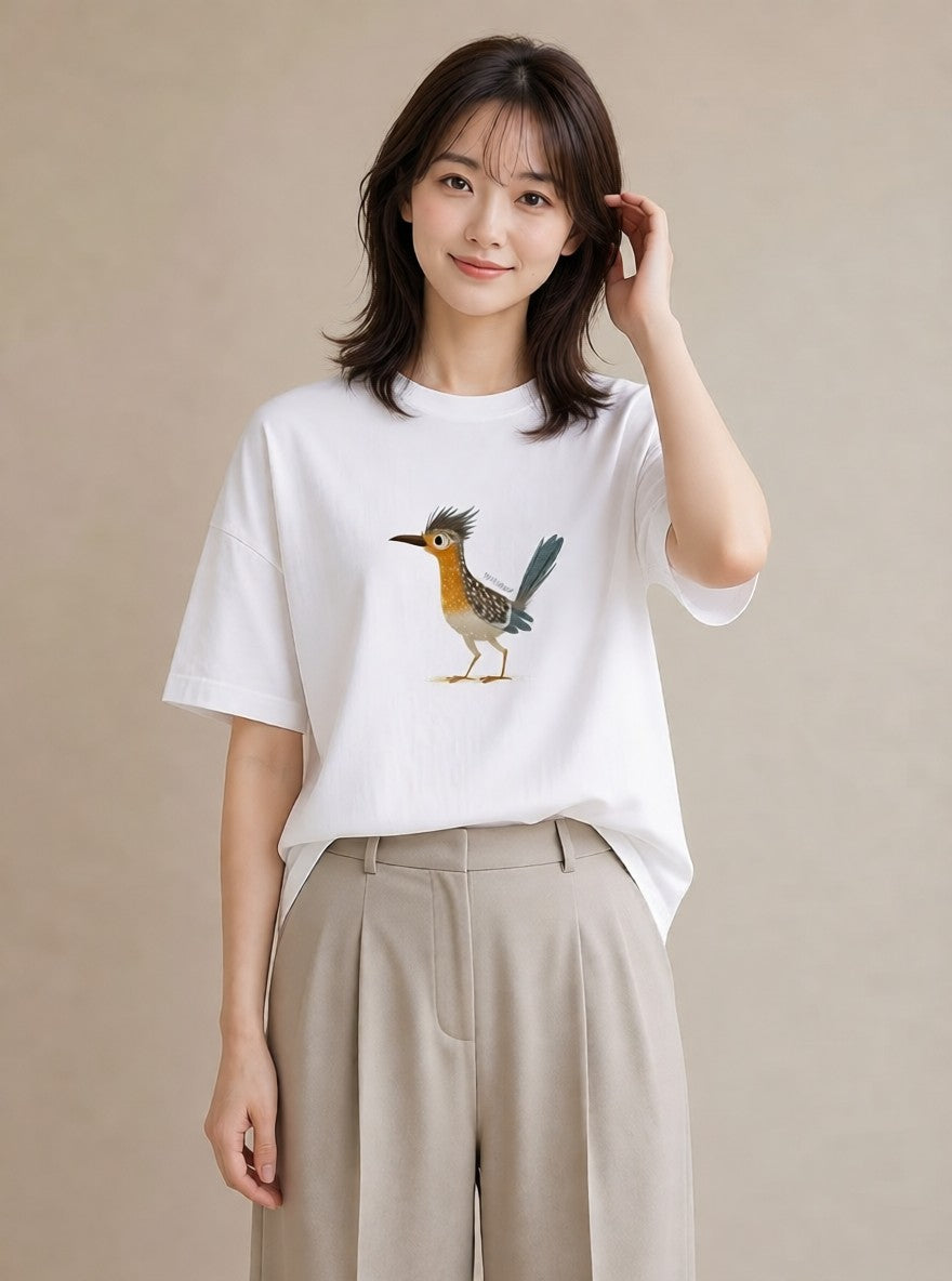 プリントTシャツ レディース 九官鳥 ペット 動物 イラスト カジュアル 帰省 ラフ 白T YMAZO