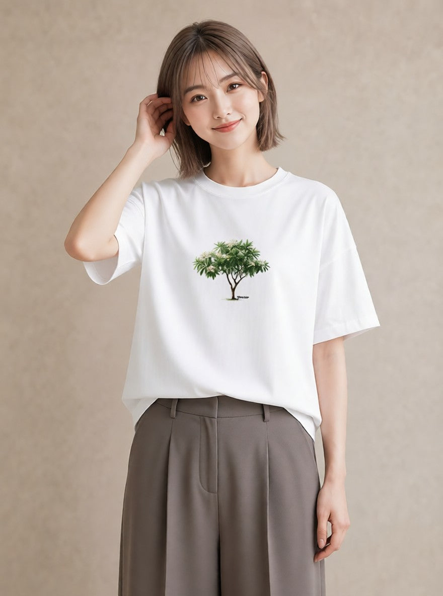 デザインTシャツ レディース 木 植物 ボタニカル イラスト レトロ ホワイトデー 春服 白T YMAZO