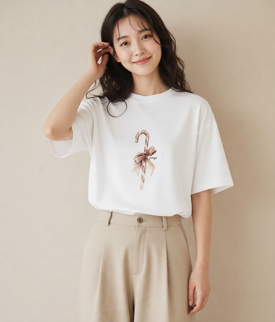 グラフィックTシャツ レディース だんご 食べ物 フード イラスト ポップ 普段着 週末コーデ 白T YMAZO