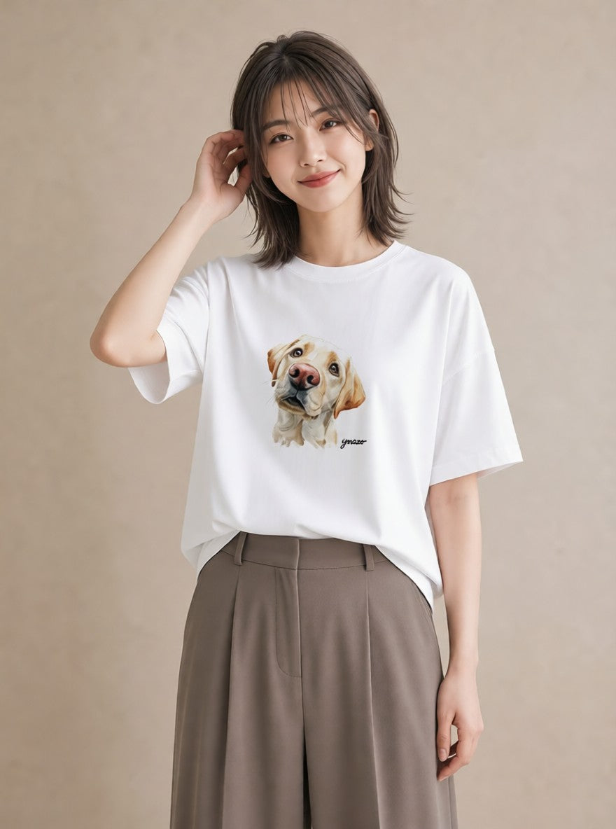 半袖Tシャツ レディース 保護犬 犬 いぬ イラスト 旅行コーデ 敬老の日 ホワイトデー 白T YMAZO